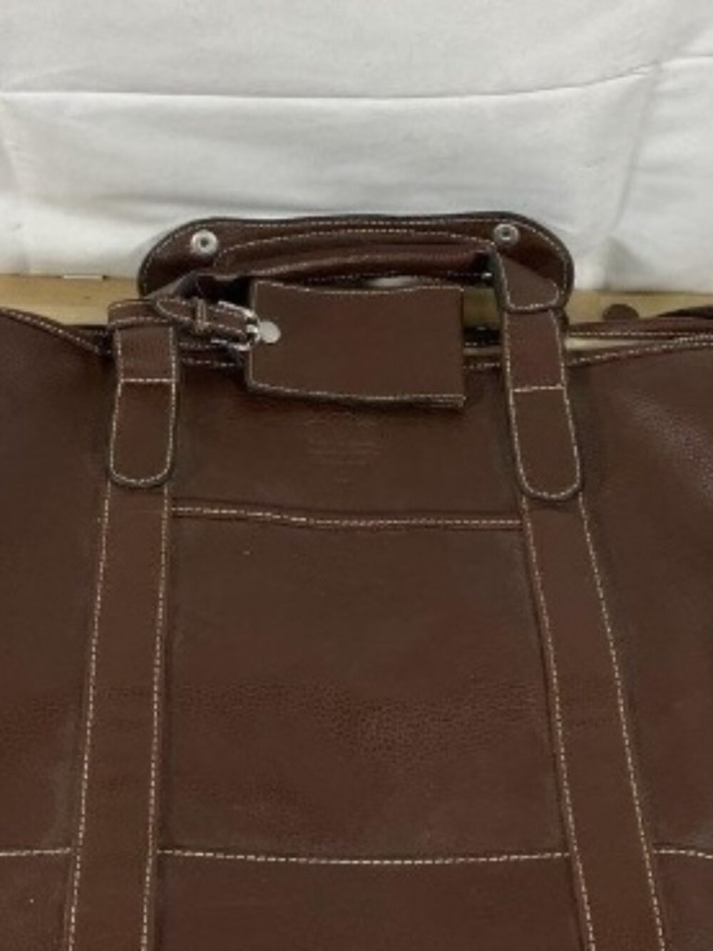 $795 Barrington 360 Brown Pebbled Duffle Weekender Carry On Travel Bag Unixex - Picture 5 of 12